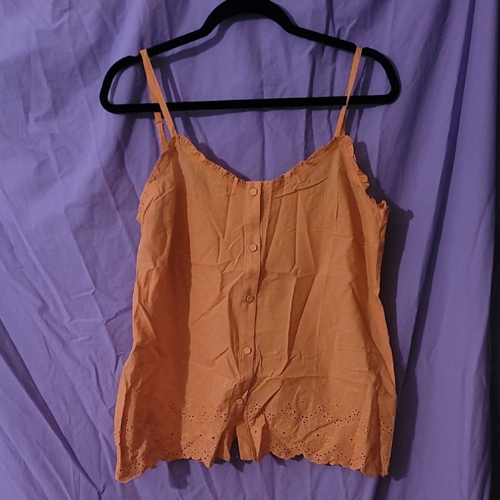 DAVI & DANI Orange Eyelet Hem Button-Front Camisole NWT
